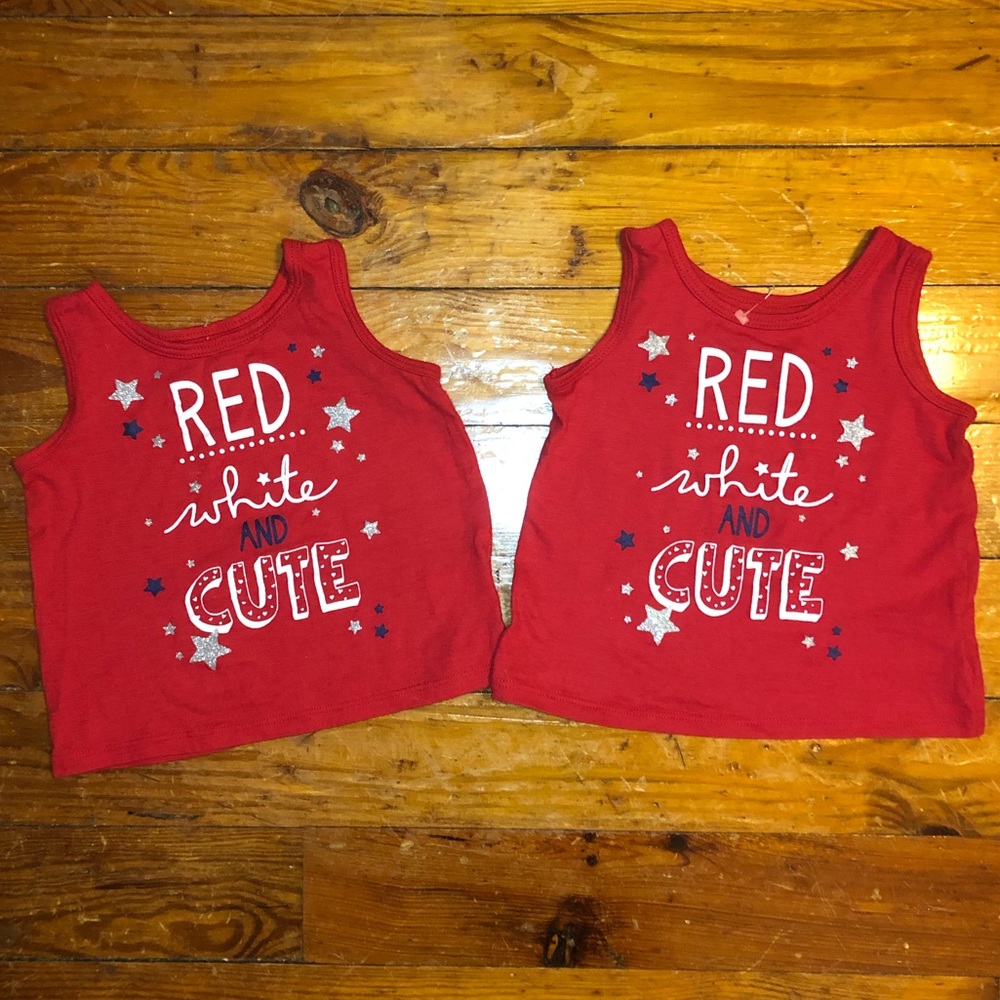 Okie dokie girls red white & cute tanks set - 18M